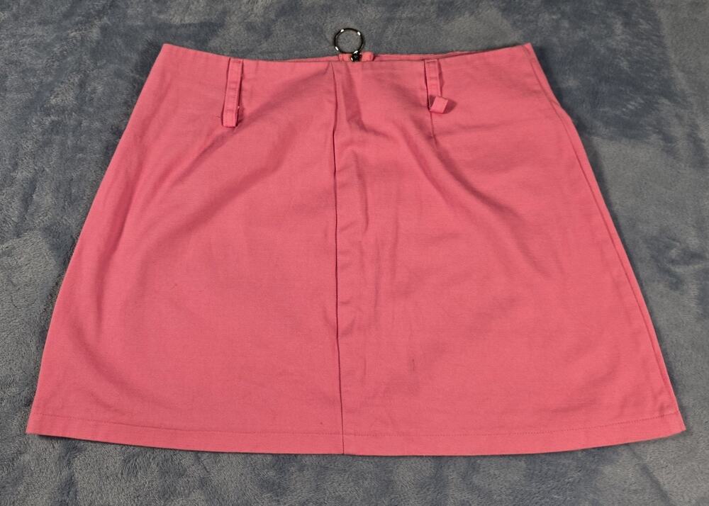 Sans Souci Womens Pink Cotton Mini Skirt Front Zip Pockets Size S